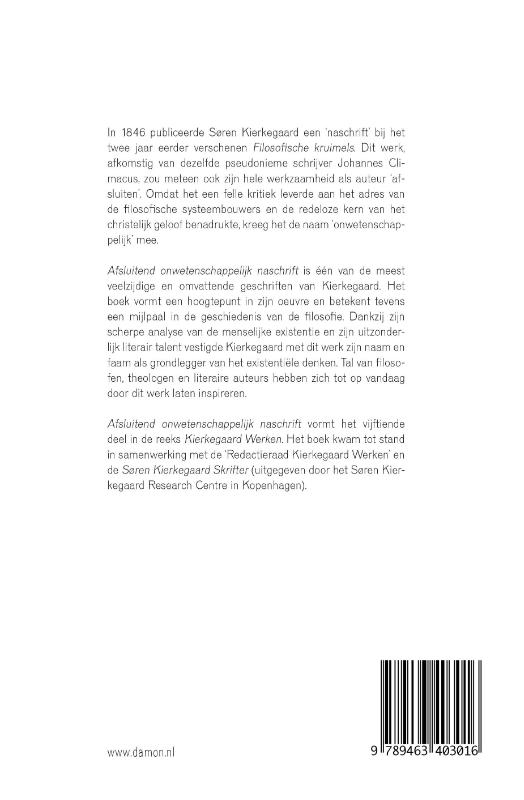 Achterkant van Afsluitend onwetenschappelijk naschrift