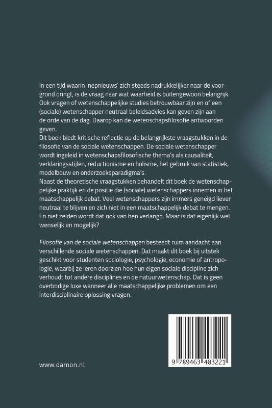 Achterkant van Filosofie van de sociale wetenschappen