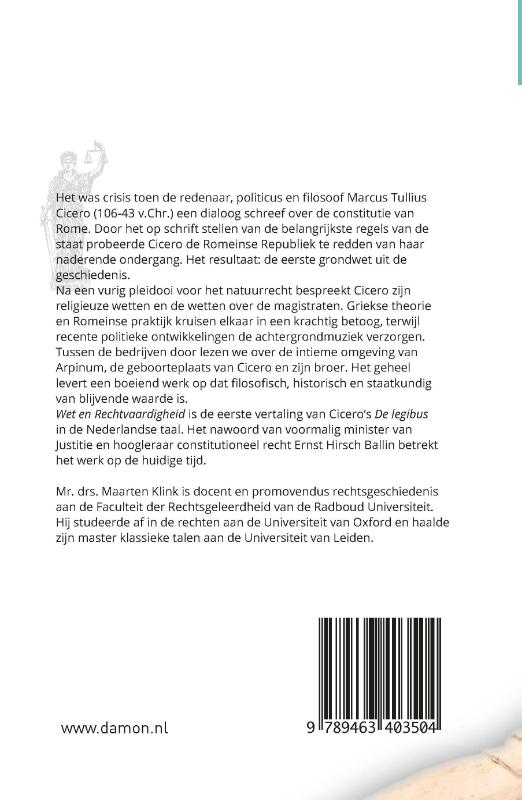 Achterkant van Cicero, wet en rechtvaardigheid