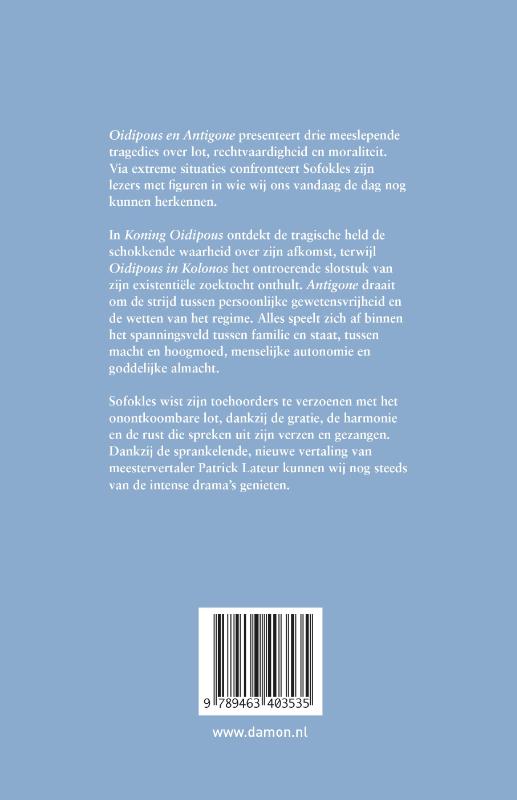 Achterkant van Oidipous en Antigone