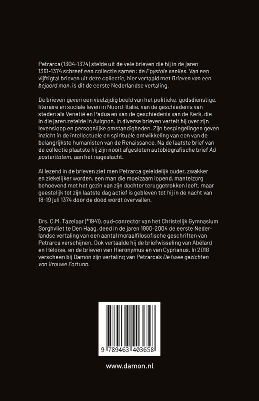 Achterkant van Brieven van een bejaard man