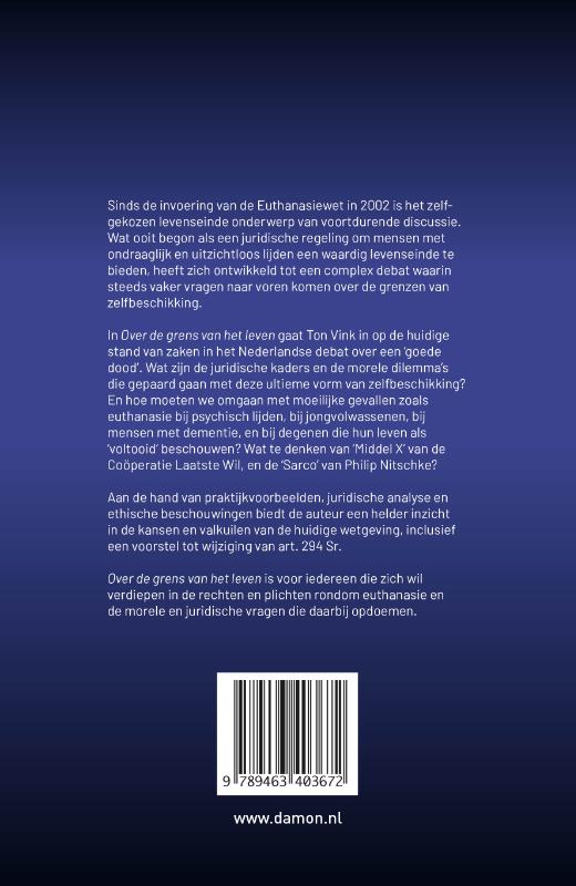 Achterkant van Over de grens van het leven