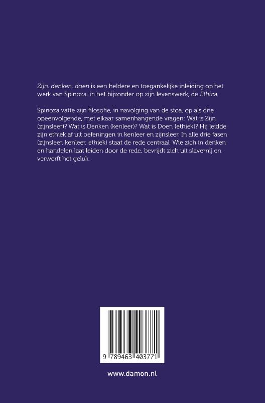 Achterkant van Zijn, denken, doen