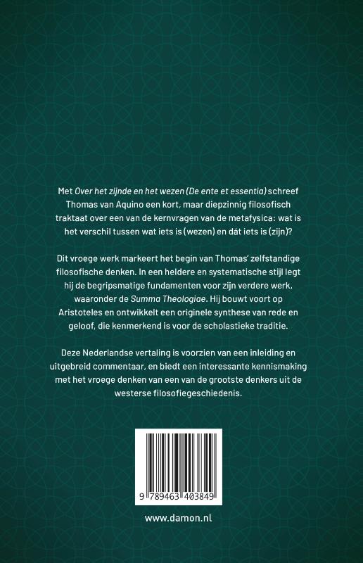Achterkant van Over het zijnde en het wezen