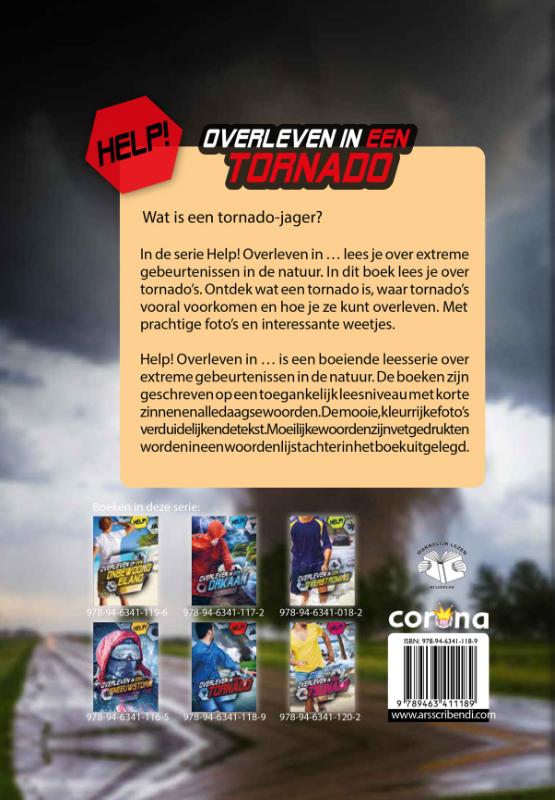 Achterkant van Overleven in een tornado
