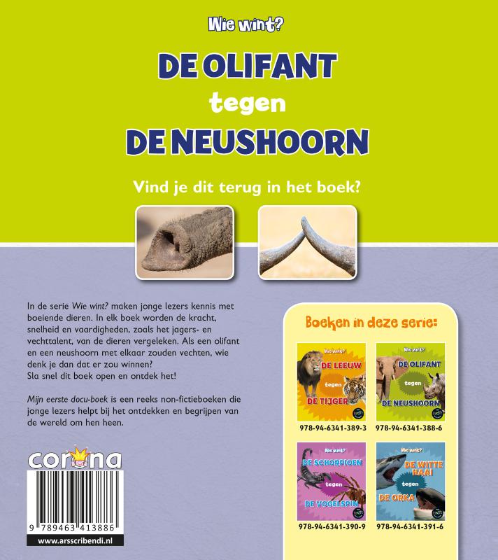 Achterkant van De olifant tegen de neushoorn