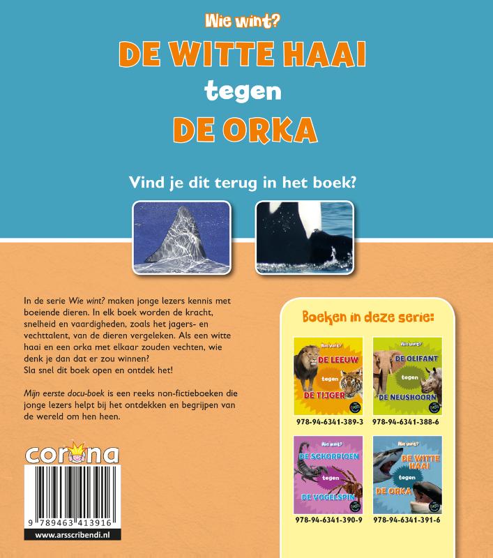 Achterkant van De witte haai tegen de orka
