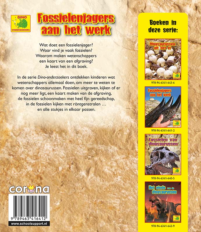 Achterkant van Fossielenjagers aan het werk