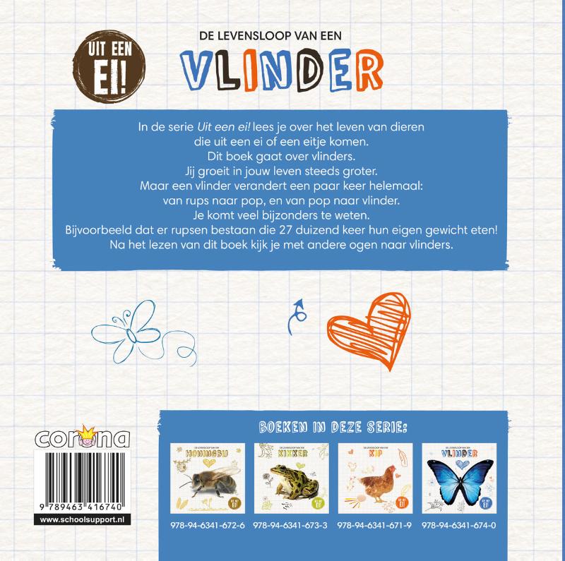 Achterkant van De levensloop van een vlinder