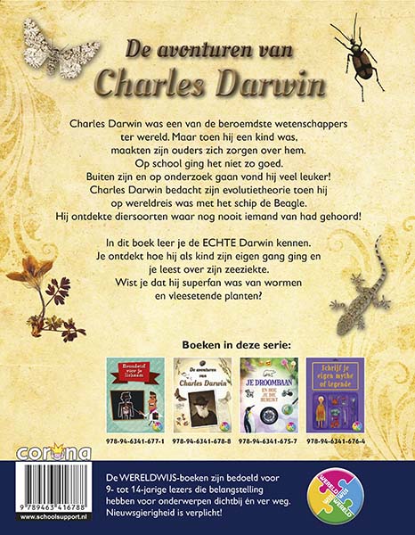 Achterkant van De avonturen van Charles Darwin