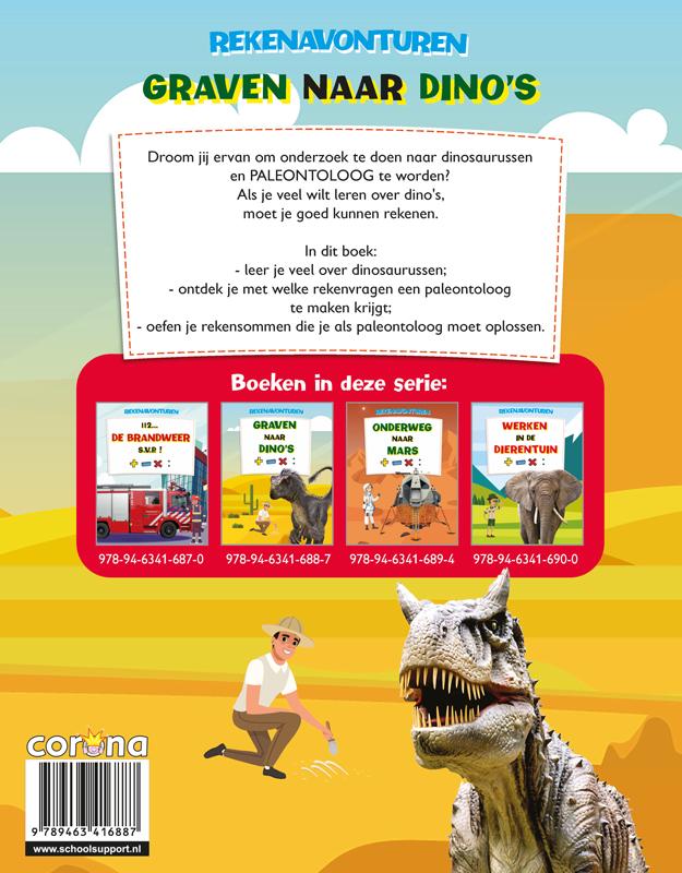 Achterkant van Graven naar dino's