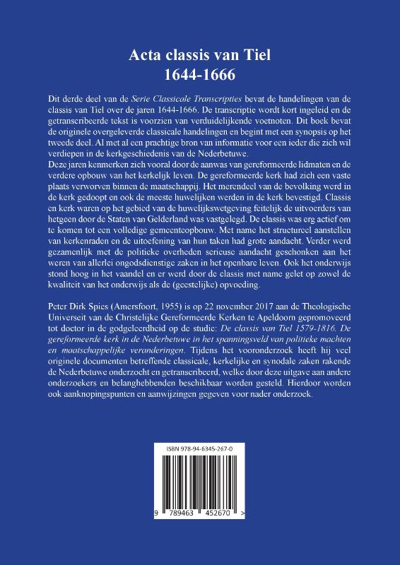 Achterkant van Acta classis van Tiel 1644-1666
