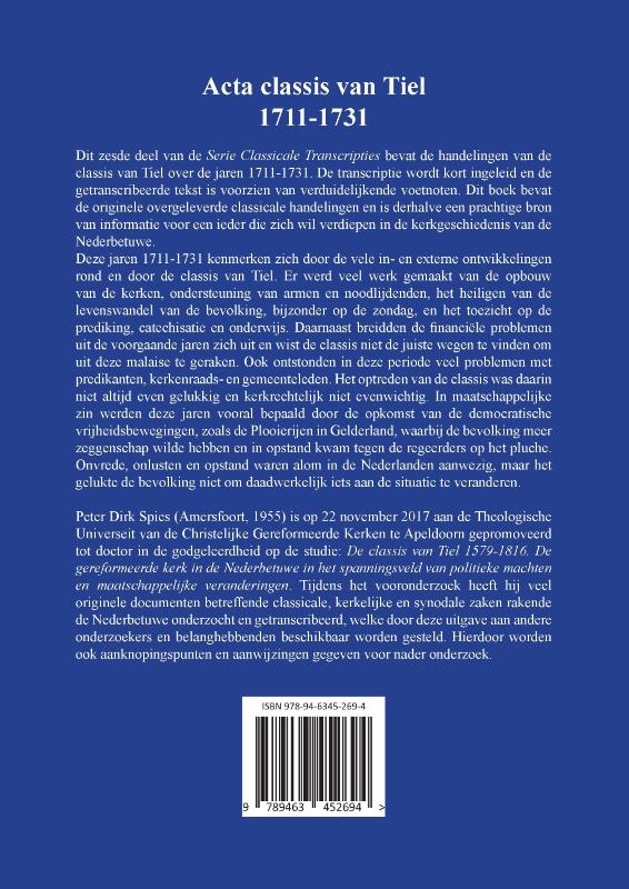 Achterkant van Acta classis van Tiel 1711-1731