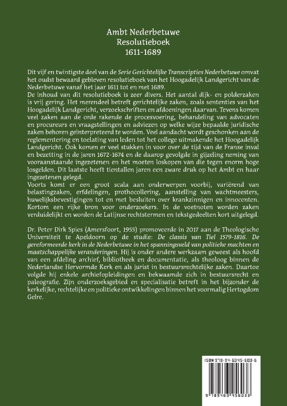 Achterkant van Ambt Nederbetuwe Resolutieboek 1611-1689