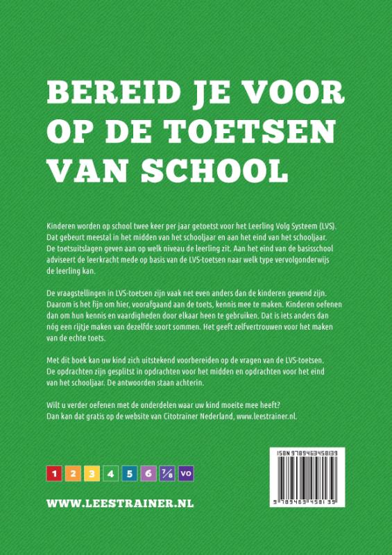 Achterkant van Oefenboek voor de Citotoetsen in groep 4 - Versie 3.0