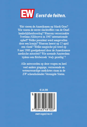 Achterkant van Scheurkalender Verenigde Staten