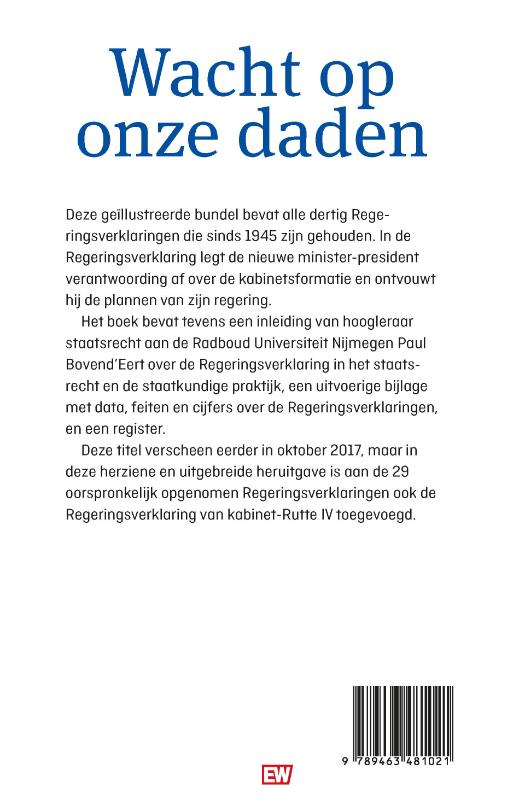 Achterkant van Wacht op onze daden