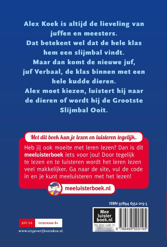 Achterkant van Alex koek de slijmbal