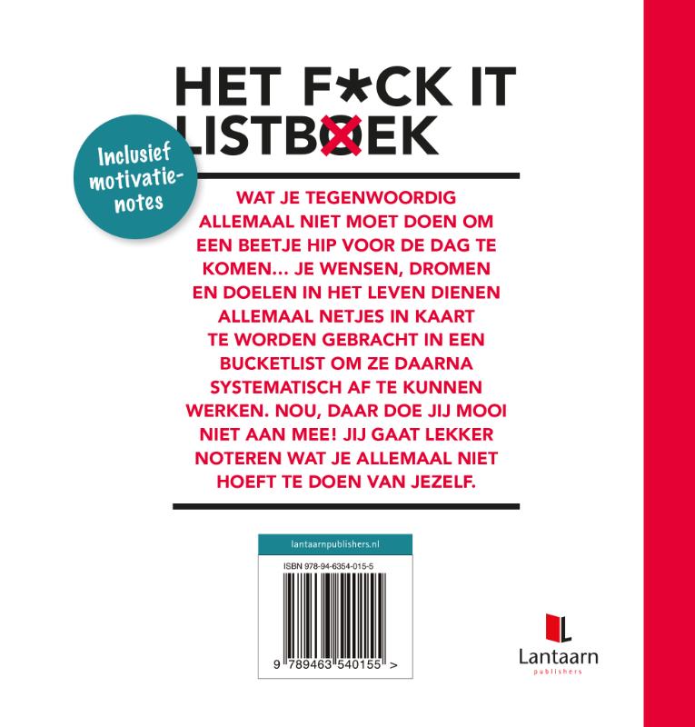 Achterkant van Het fuck it listboek