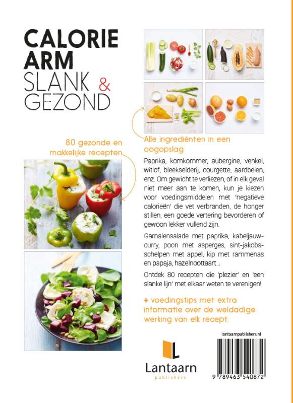 Achterkant van Caloriearm, slank & gezond