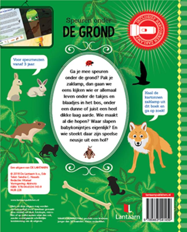 Achterkant van Speuren onder de grond + kartonnen zaklamp