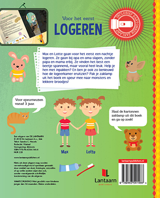 Achterkant van Voor het eerst logeren + kartonnen zaklamp