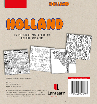 Achterkant van Postcard colouring book Holland