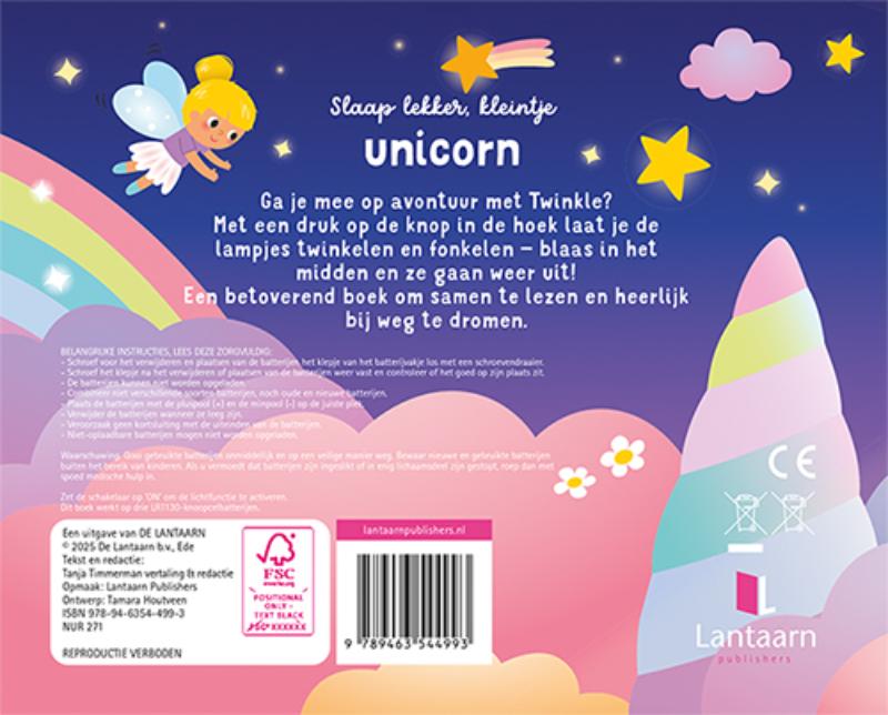 Achterkant van Slaap lekker, kleintje Unicorn