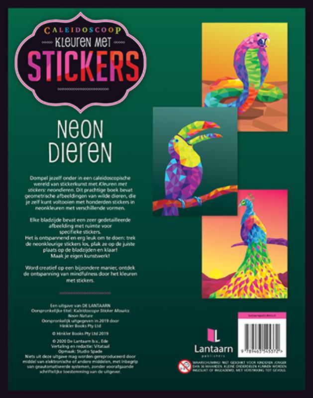 Achterkant van Kleuren met stickers - Neon dieren