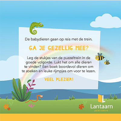 Achterkant van Puzzeltrein Babydieren