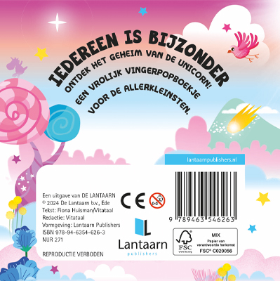 Achterkant van Iedereen is bijzonder Unicorns