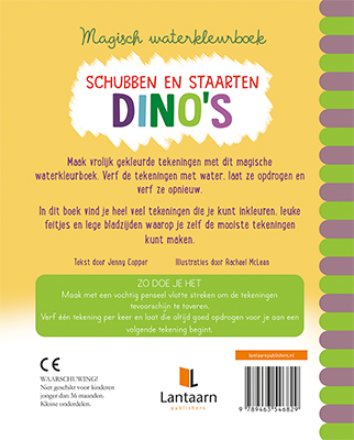 Achterkant van Magisch waterkleurboek Dino's