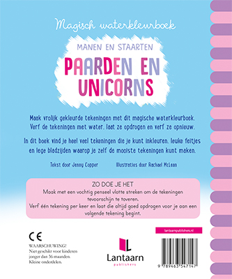 Achterkant van Magisch waterkleurboek Paarden en unicorns