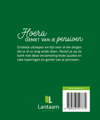 Achterkant van Hoera, geniet van je pensioen