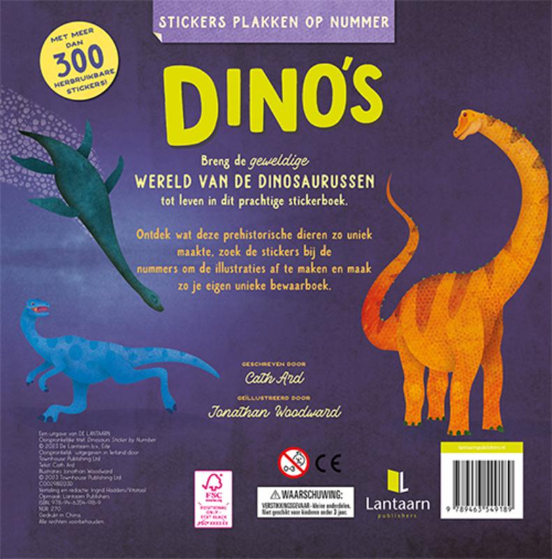 Achterkant van Stickers plakken op nummer - Dino's