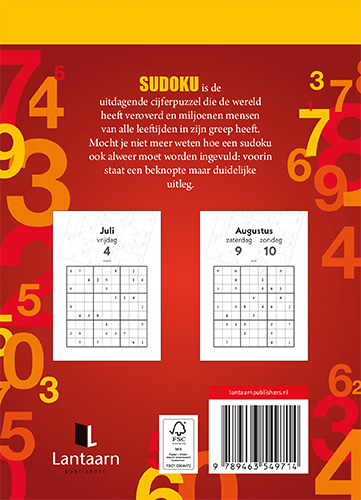 Achterkant van Scheurkalender 2025 Sudoku