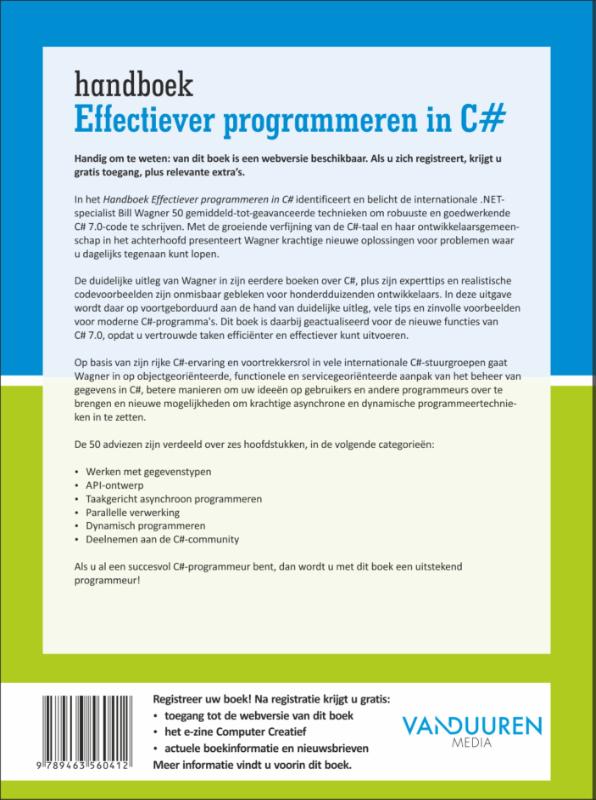 Achterkant van Handboek effectiever programmeren in C#