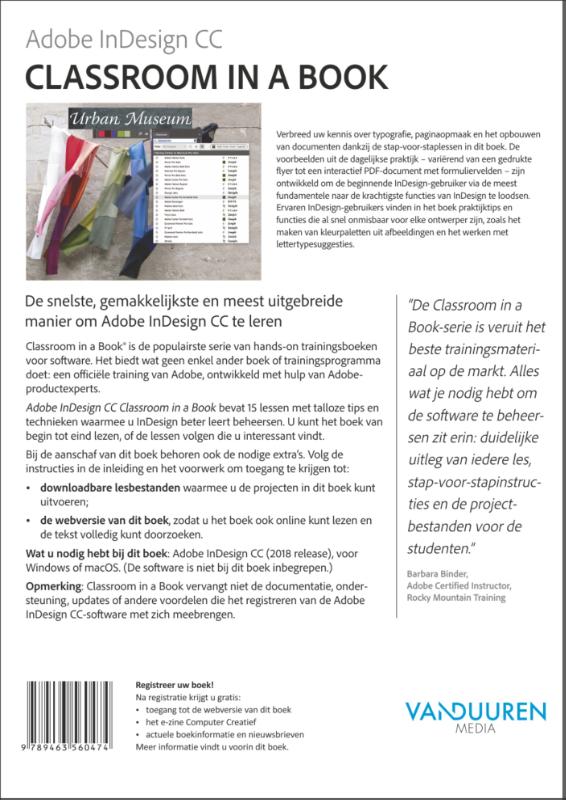 Achterkant van Adobe indesign cc classroom in a book