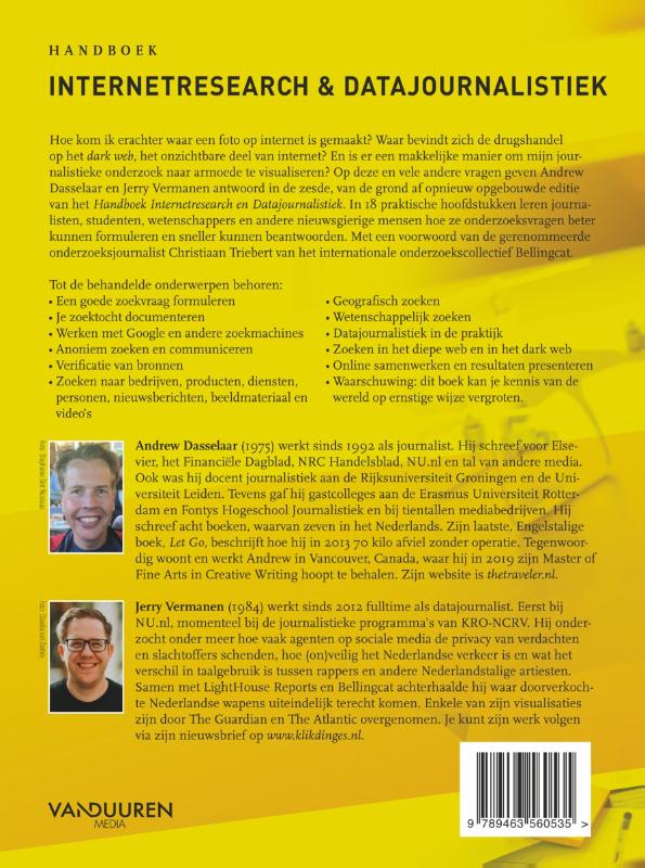 Achterkant van Handboek Internetresearch & datajournalistiek