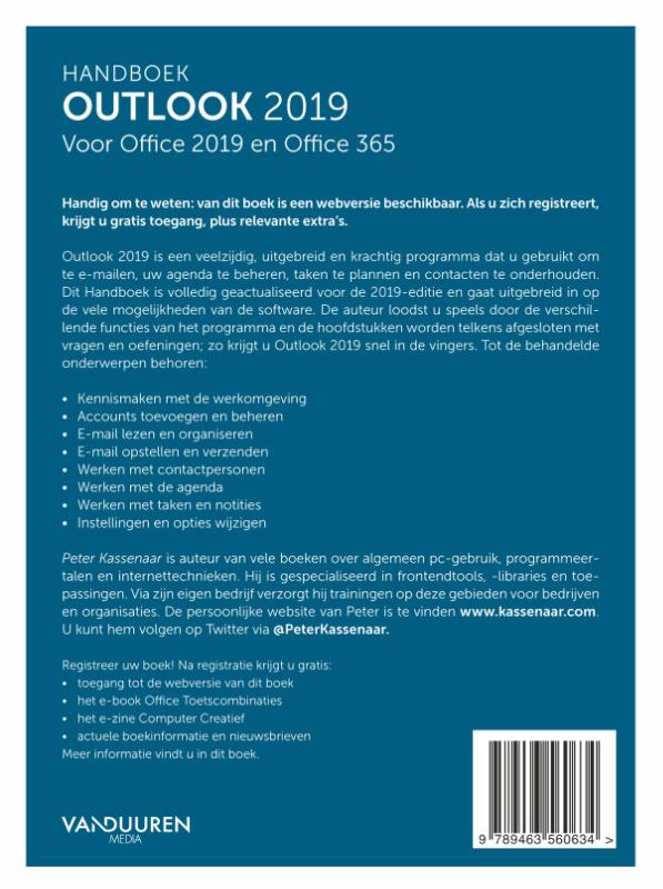 Achterkant van Handboek Outlook 2019