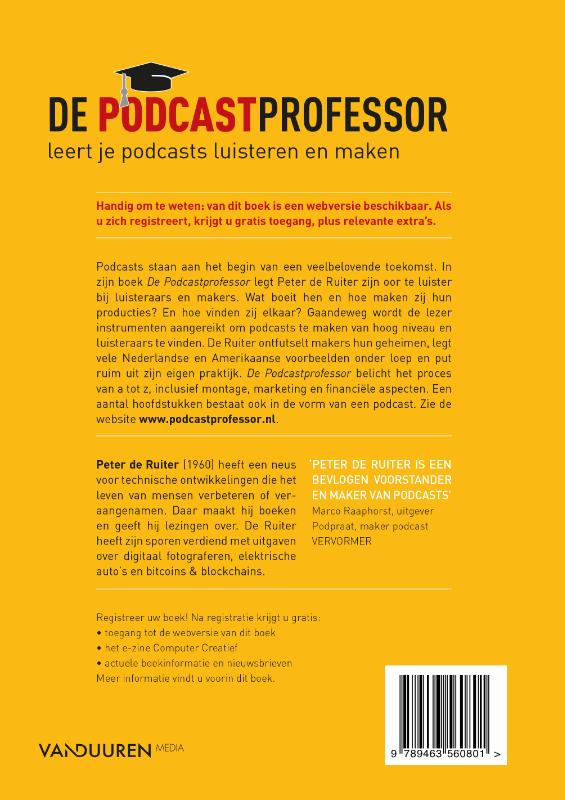 Achterkant van De Podcastprofessor