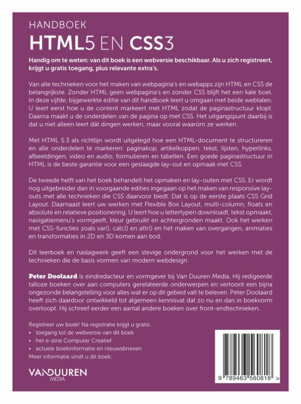 Achterkant van Handboek