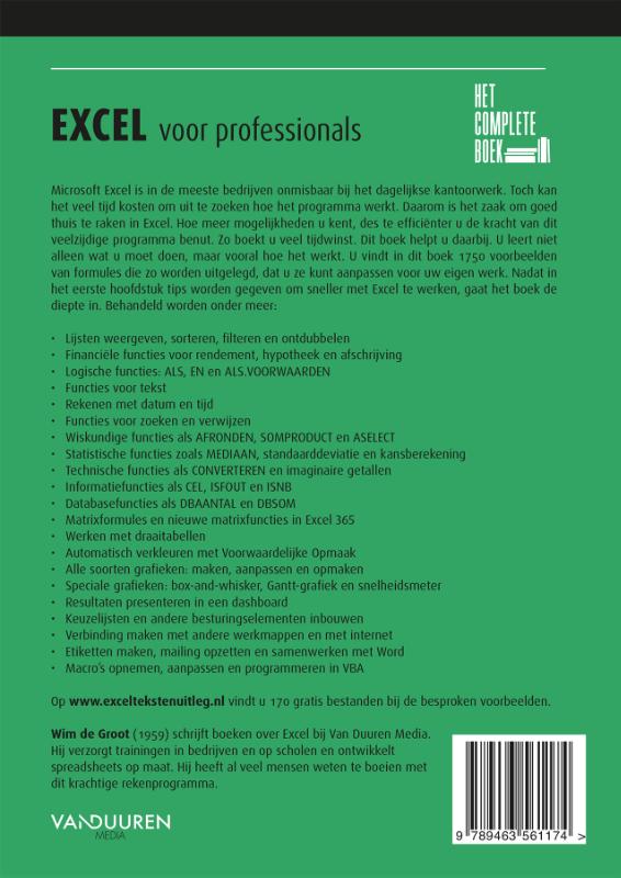 Achterkant van Het complete boek Excel voor professionals, 4e editie