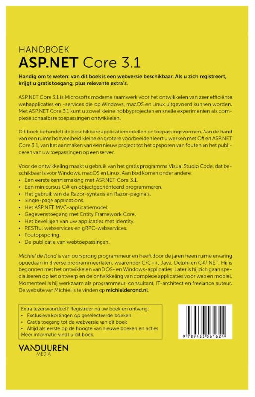 Achterkant van Handboek ASP.NET Core 3.1