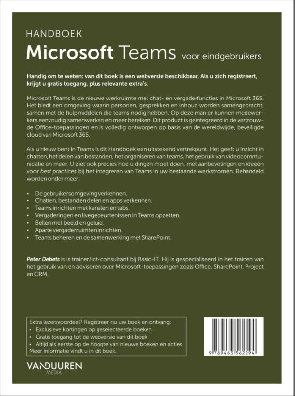 Achterkant van Handboek Microsoft Teams