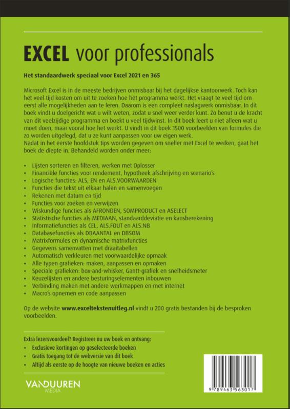 Achterkant van Excel voor professionals