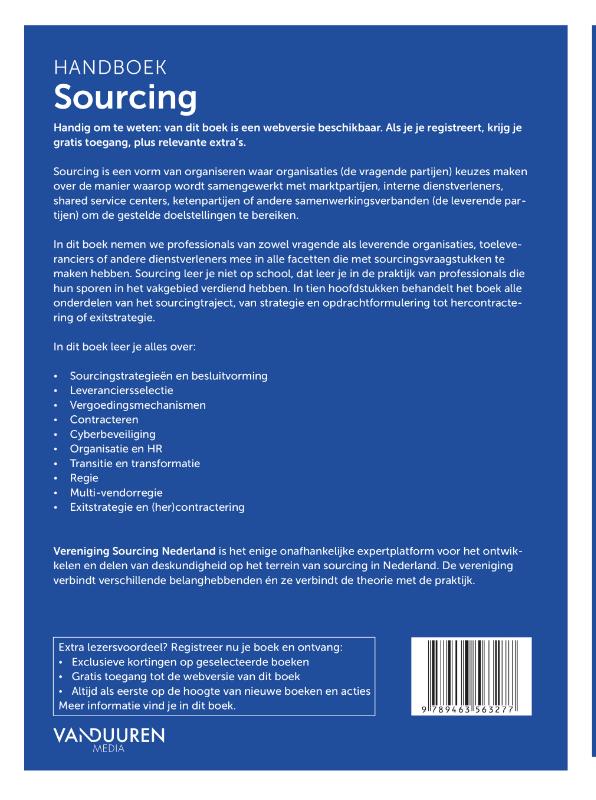 Achterkant van Handboek Sourcing