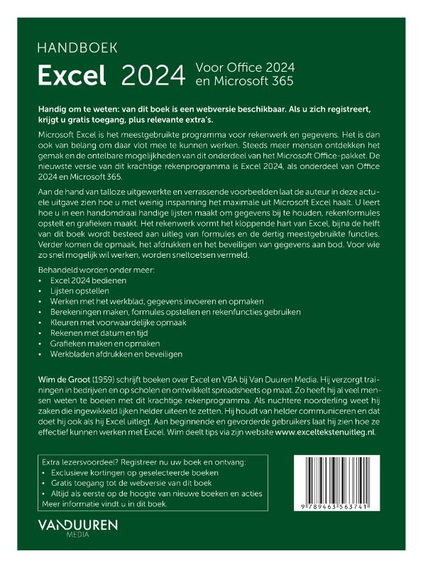 Achterkant van Handboek Excel 2024