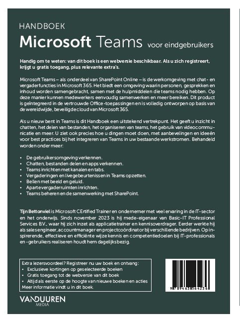 Achterkant van Handboek Microsoft Teams