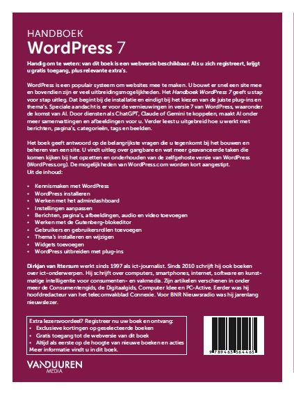 Achterkant van Handboek WordPress 7